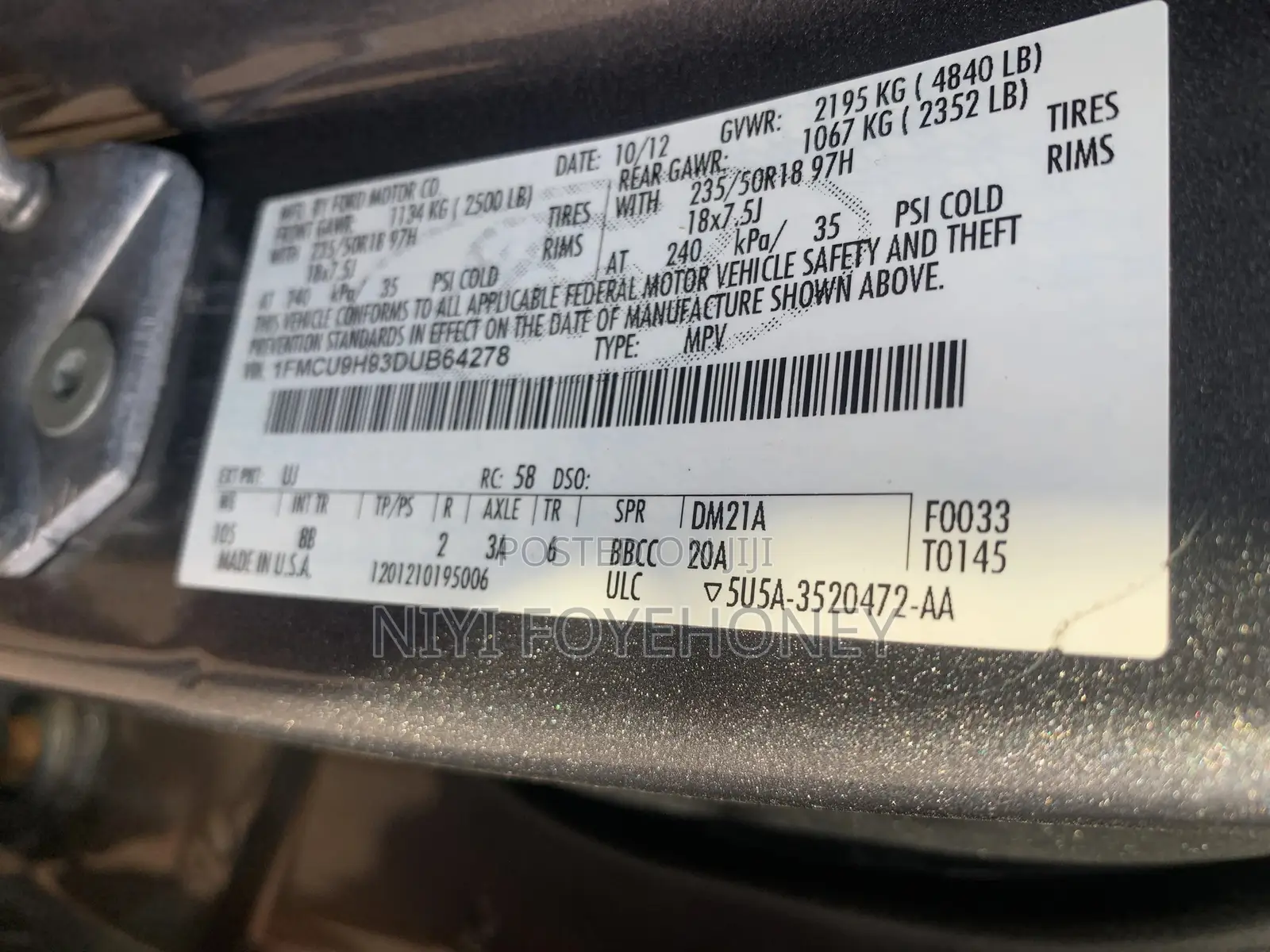 Ford Escape SEL 2013 Gray