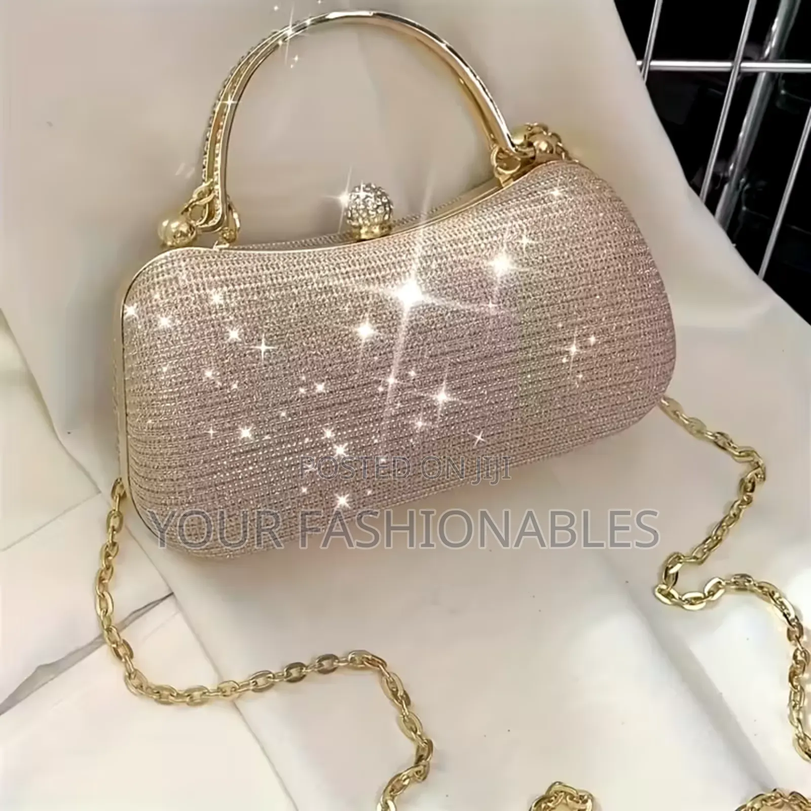 Gold Stone Set Handle Party Purse