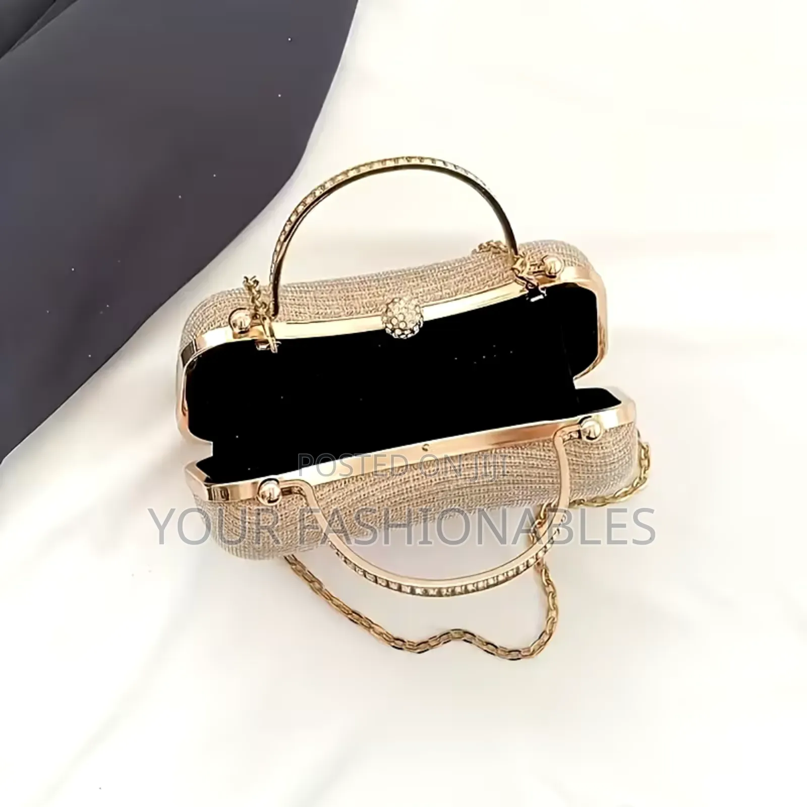 Gold Stone Set Handle Party Purse