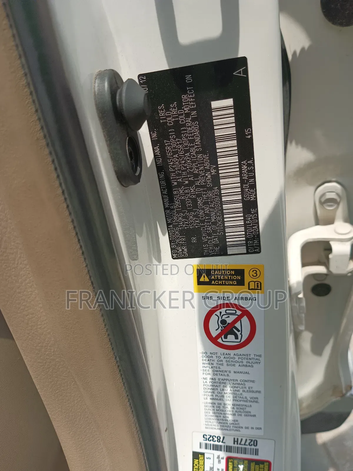 Toyota Highlander 2012 White