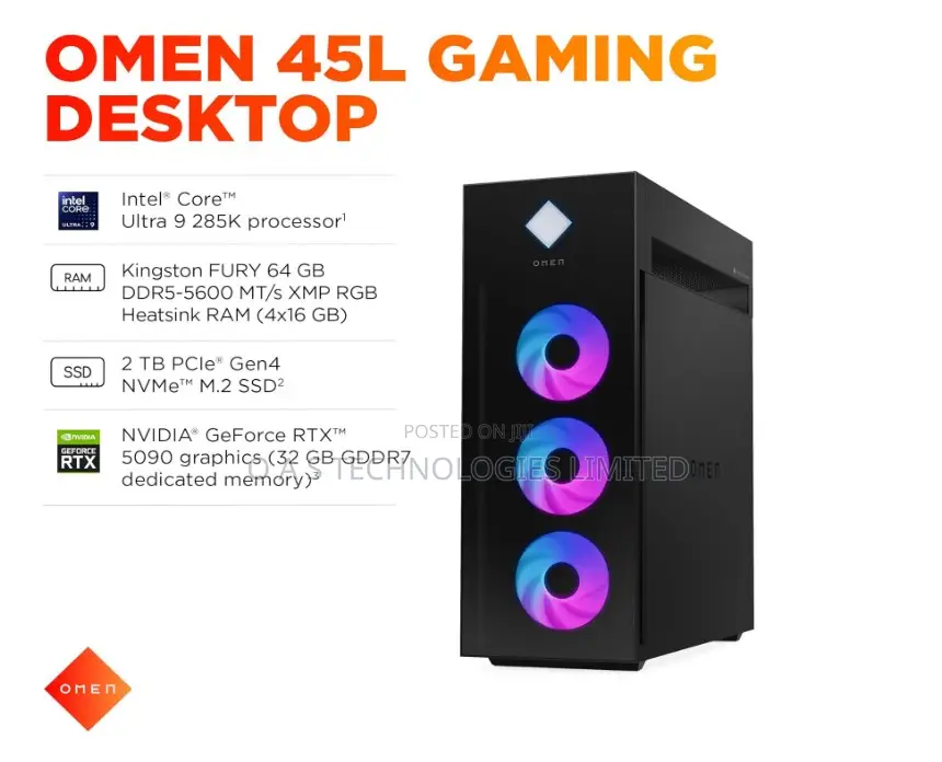 New Desktop Computer HP Omen 40L 64GB Intel Core Ultra 9 SSD 2T