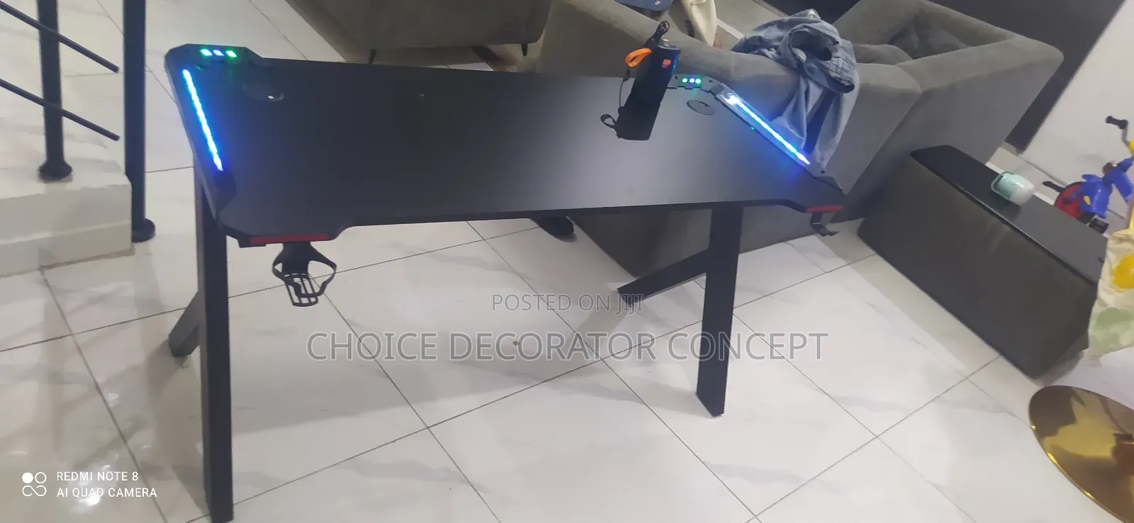 Black Gaming Desk With a Modern Design.