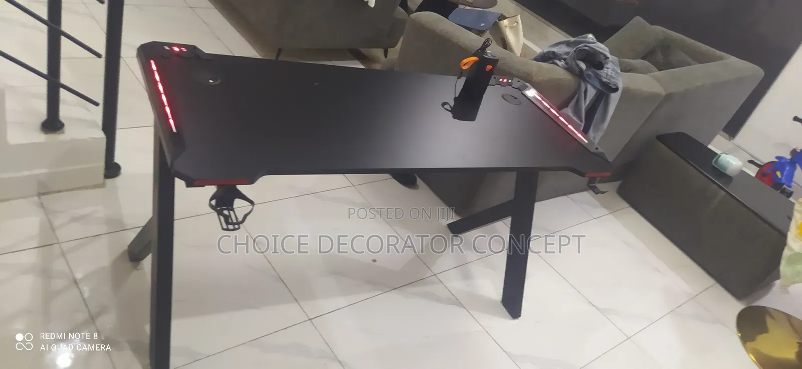 Black Gaming Desk With Leds Light