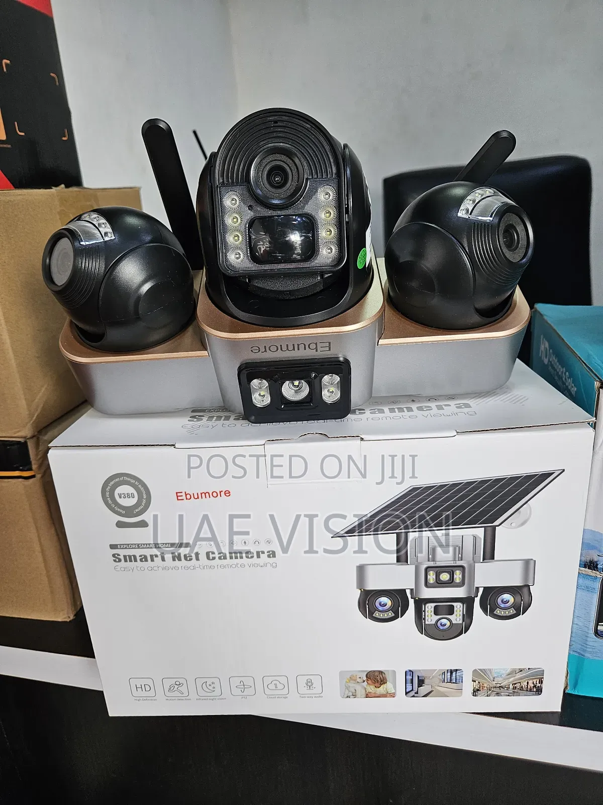 V380 All 3lens Rotateable Solar Camera Smart Ai Camera