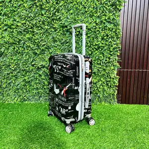 Title: Black Graphic Print Hard Case Cabin Suitcase