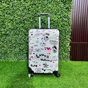 Stylish Printed Hard Shell Cabin Suitcase With 360° Spinner Wheels