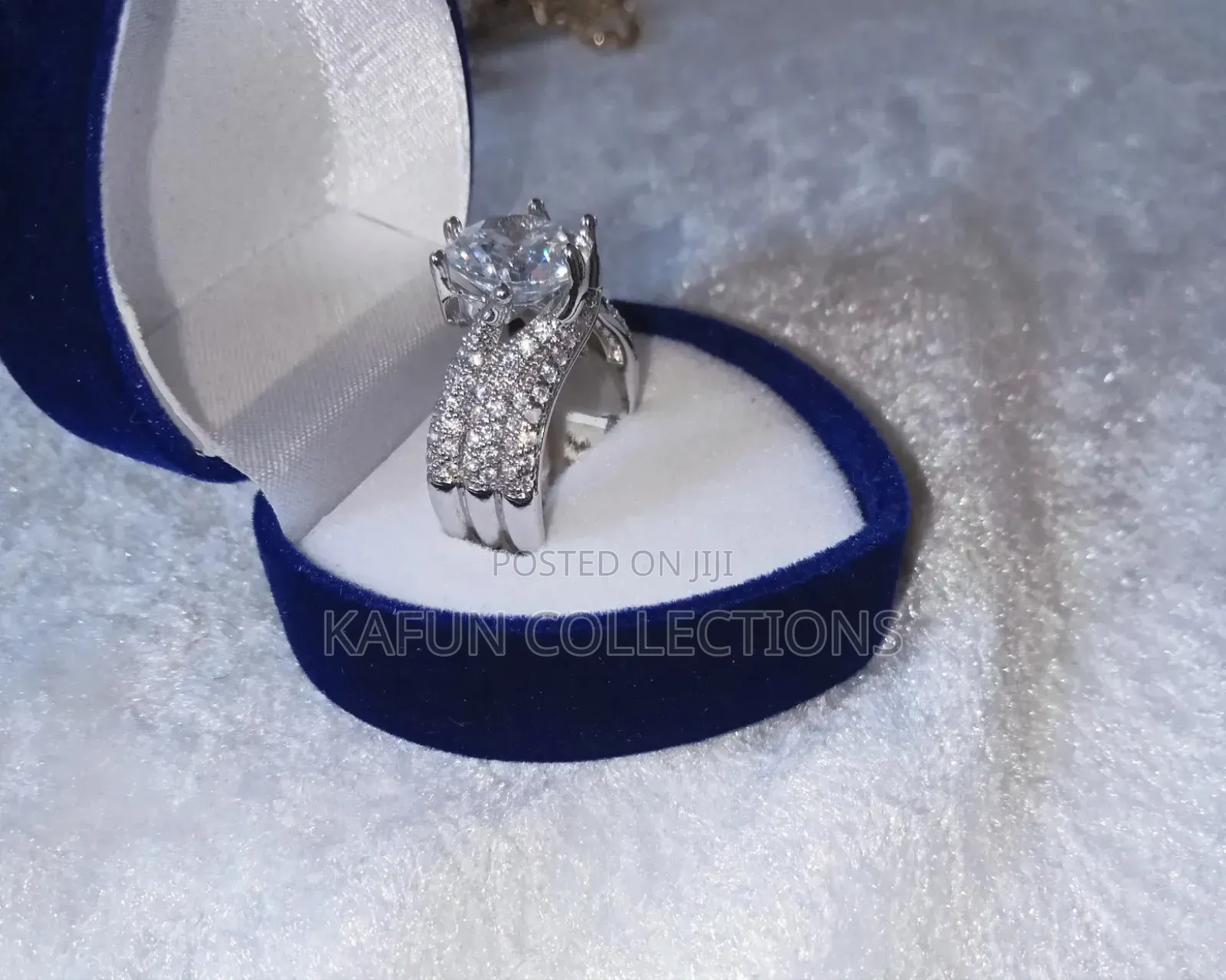 White Zirconia Solid Silver Engagement / Proposal Ring