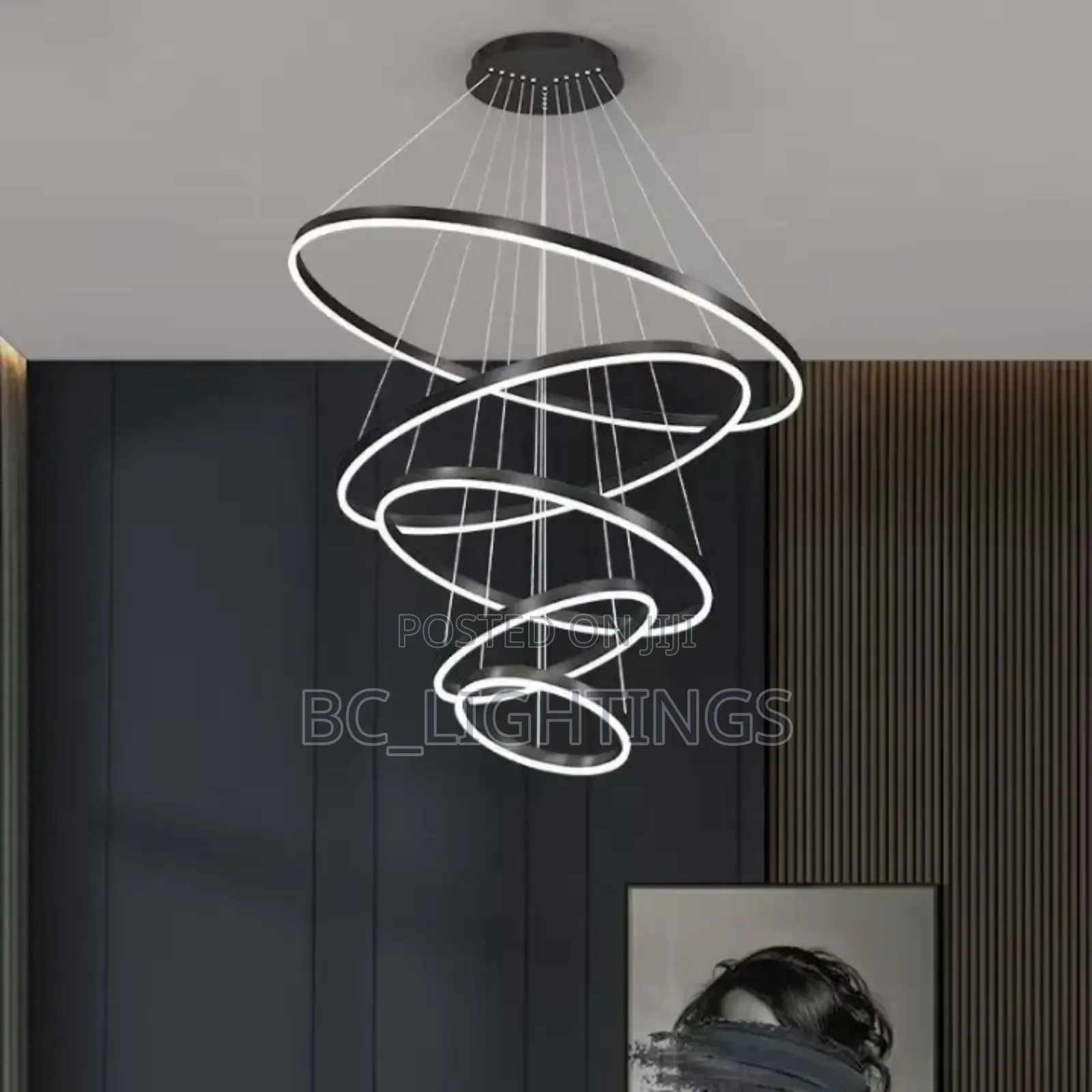 Modern Luxury Led 5 Ring Chandelier Light