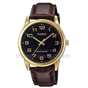 Casio Gent MTP-V001gl-1budf Metal Basic Black Dial Brown Leather Watch