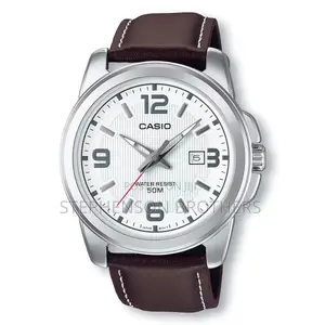 Casio Mtp1314l-7a Easy-to-Read Brown Genuine Leather Band Watch