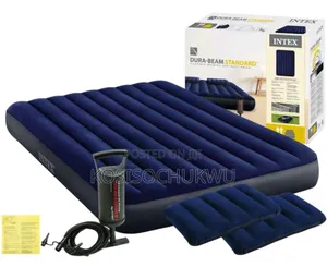 Intex Inflatable Queen Size Air Mattress With Two Small Pillow