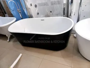 Luxury Matte Black Freestanding Bathtub – Modern Oval Soaking Tub