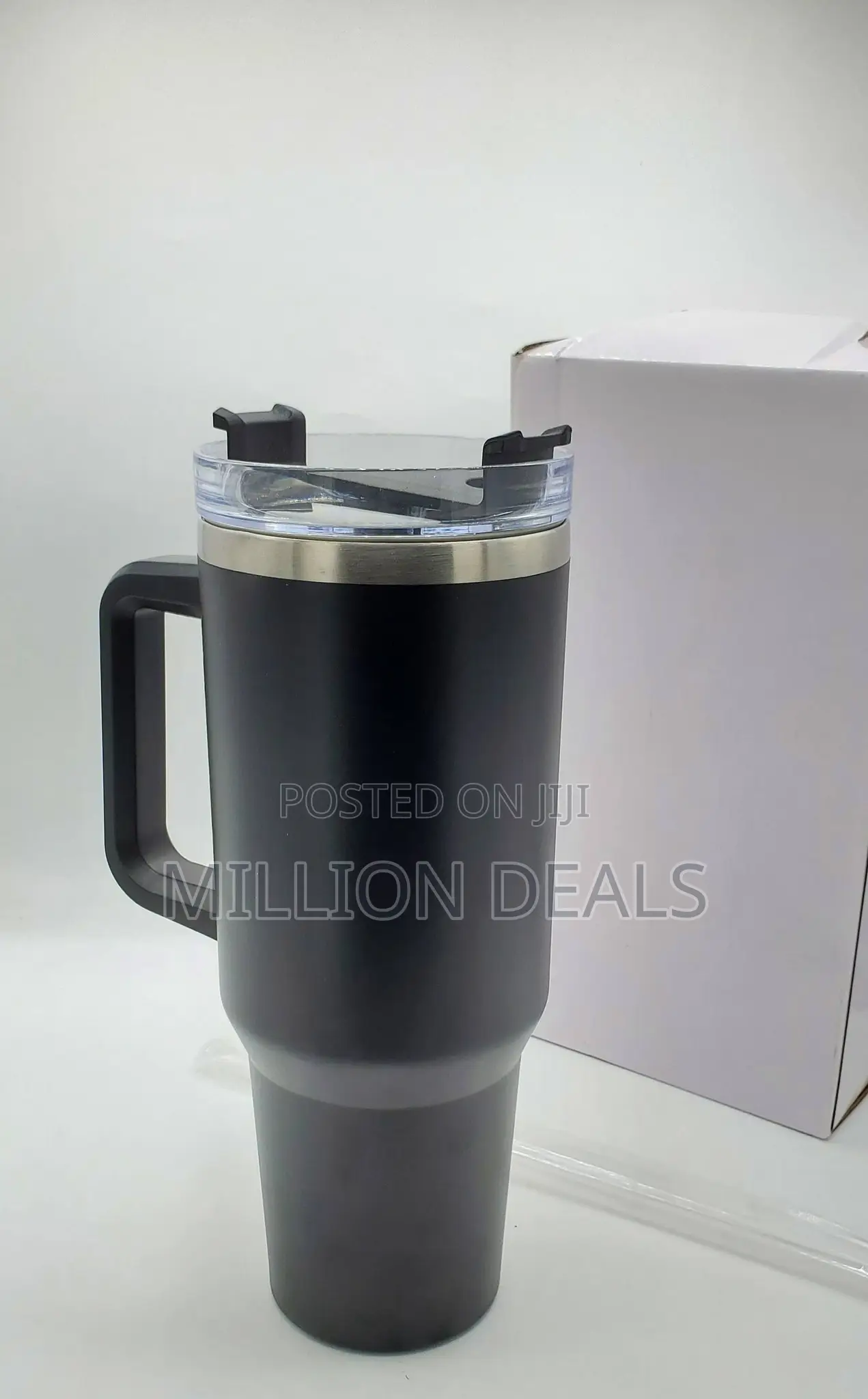 Classic Thermal Black Long Cup With Straw