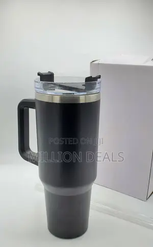 Classic Thermal Black Long Cup With Straw