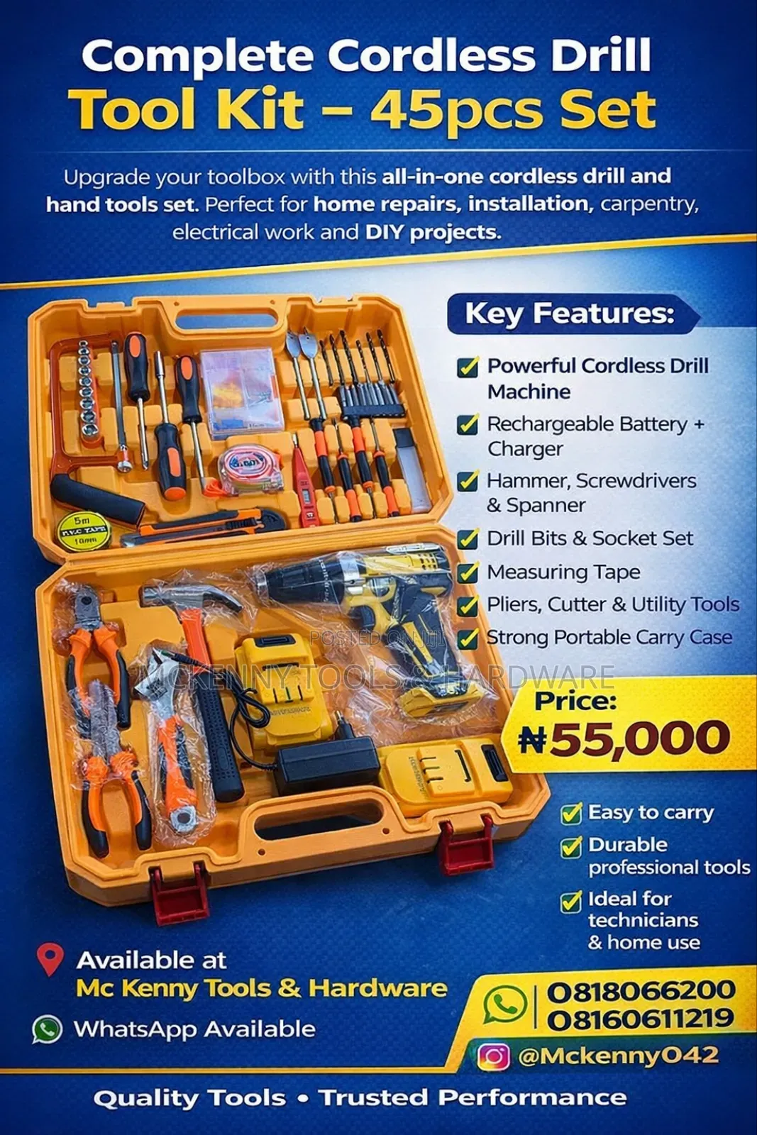 Dewalt Cordless Drill Set – Complete Kit 🔥
