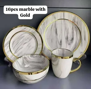 16pcs Gold Marble Dinner Set