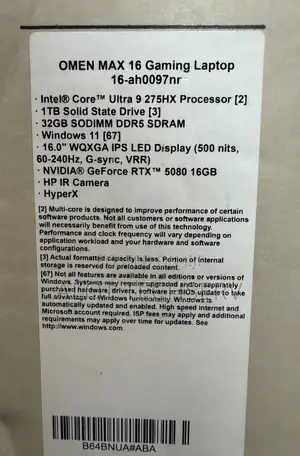 New Laptop HP Omen 16 32GB Intel Core Ultra 9 SSD 1T