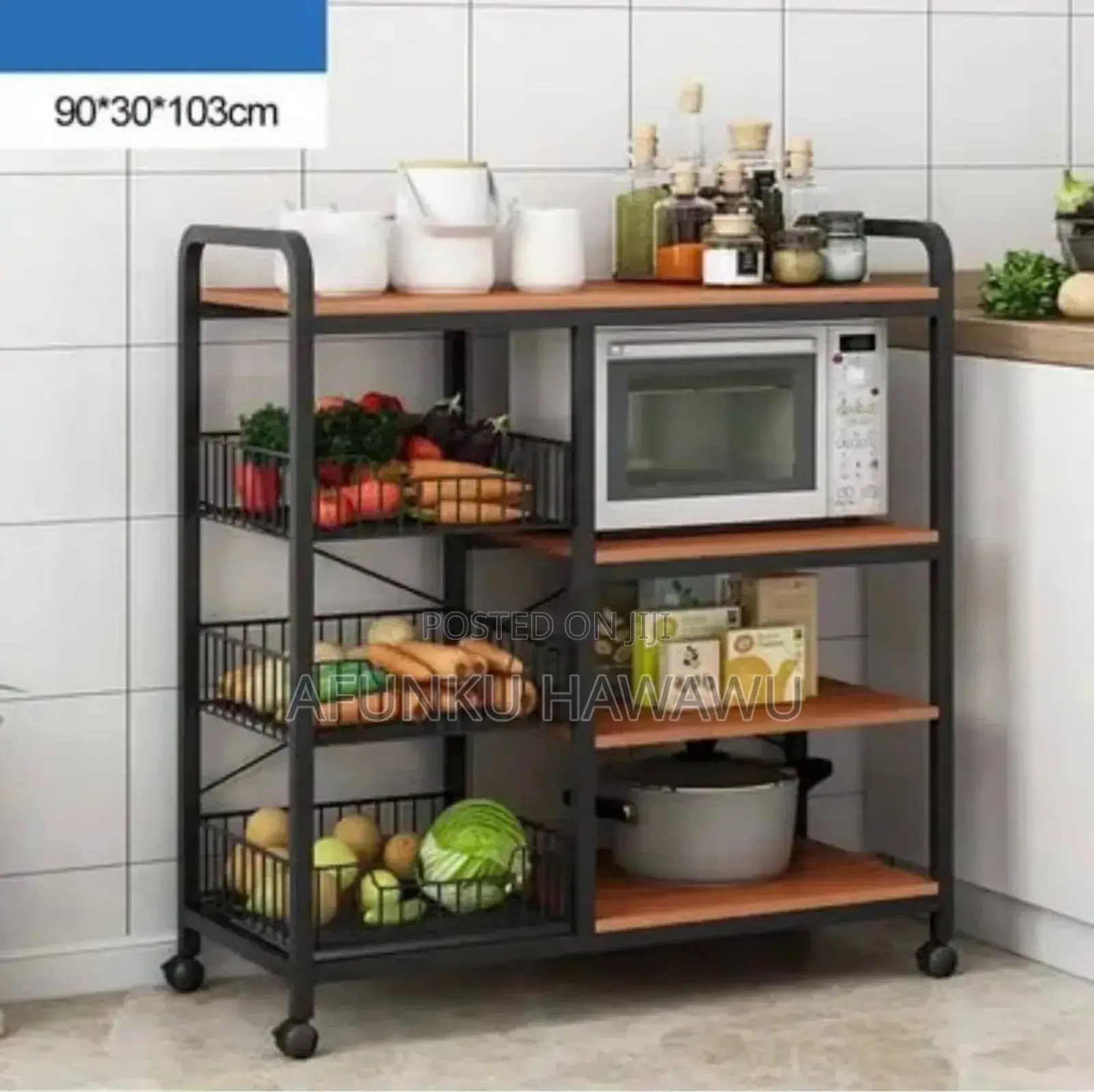 Kitchen Rack With 3 Basket With Wheels