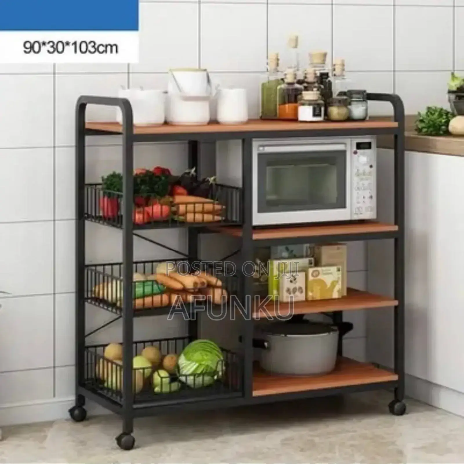 Kitchen Rack With 3 Basket With Wheels