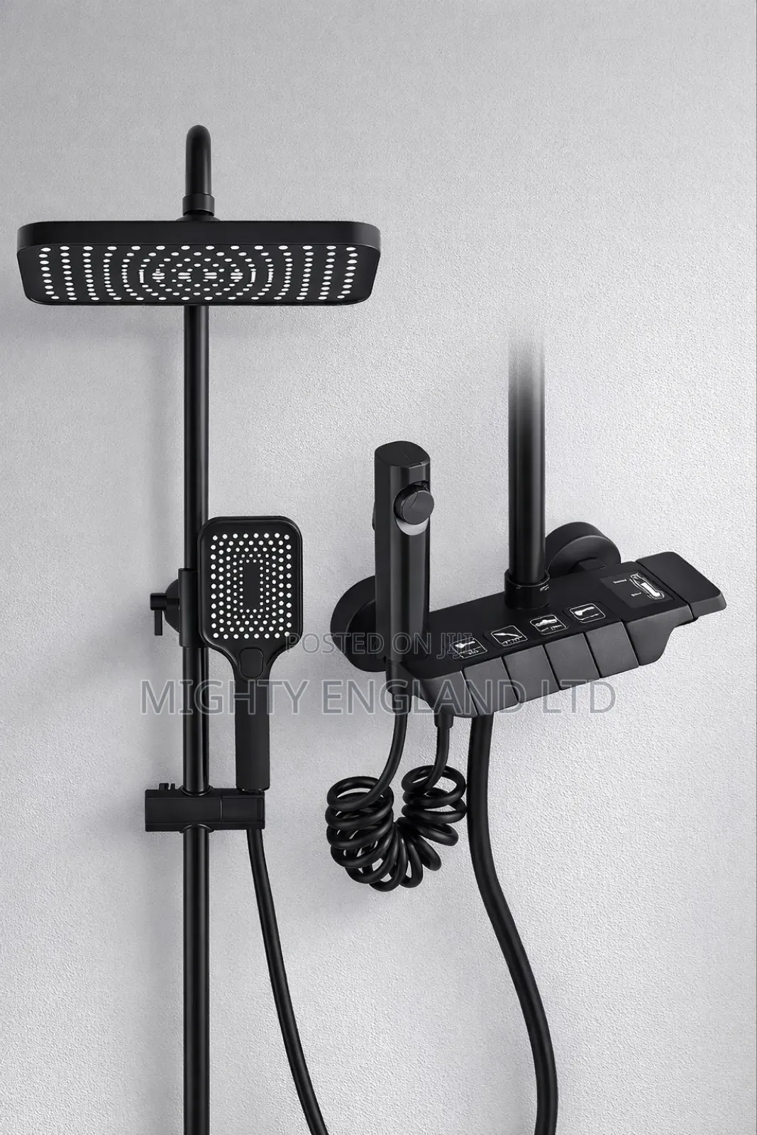 Black Piano Button Control Modern Shower Mixer Set