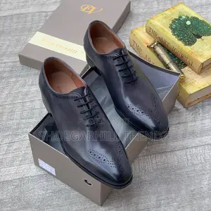 Brougues Pointed Toe Leather Lace Shoes