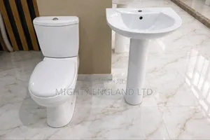 England Medium Water Closet Toilet Seat and Pedestal Washbasin Set
