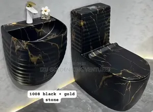 New Modern Wc Gold and Black Design