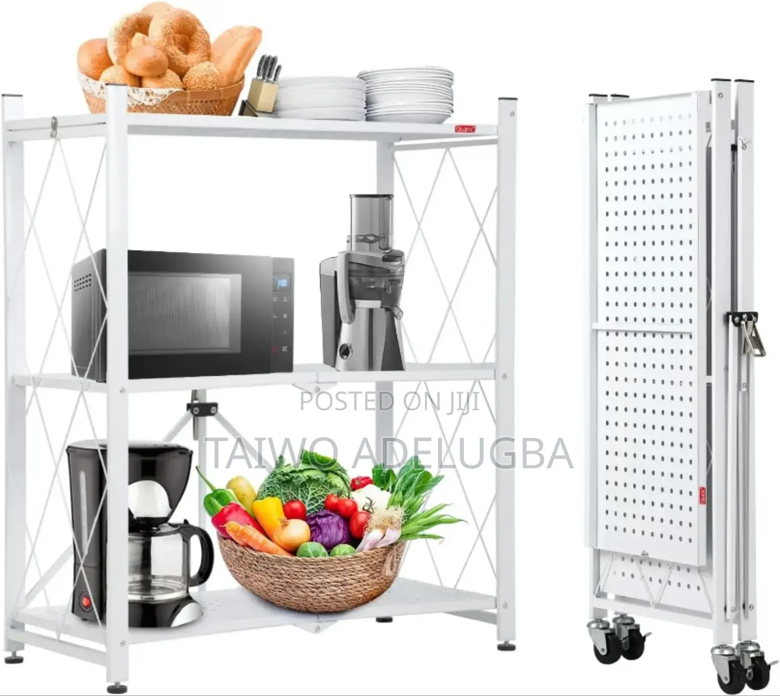3 Layers Foldable Storage Rack With Wheels