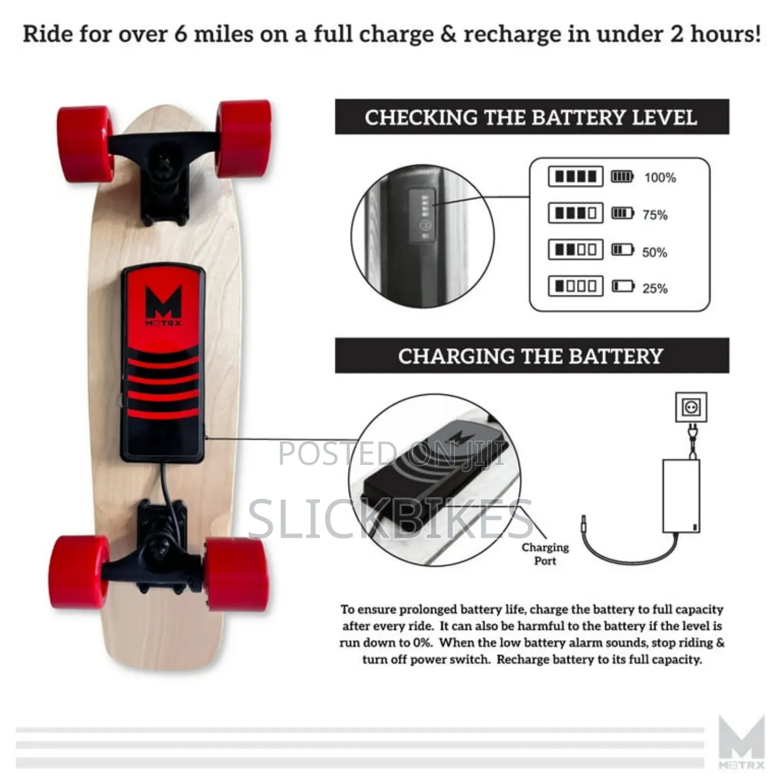 Electric Skateboard, Gravity Sensor Riding, 300 Watt, 28" Deck, 10 MPH