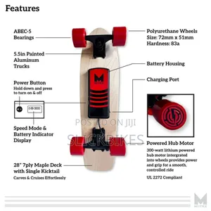 Electric Skateboard, Gravity Sensor Riding, 300 Watt, 28" Deck, 10 MPH
