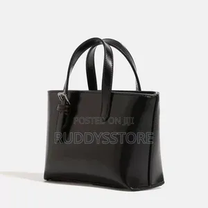 Elegant Black Leather Tote Handbag