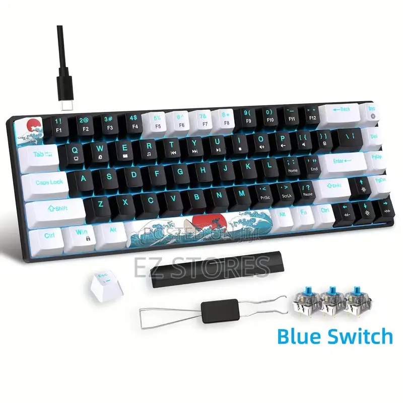 Compact 68-Key Mechanical Gaming Keyboard, Type-C Wired