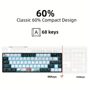 Compact 68-Key Mechanical Gaming Keyboard, Type-C Wired