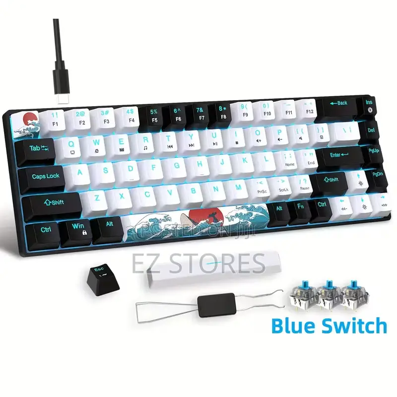 Compact 68-Key Mechanical Gaming Keyboard, Type-C Wired