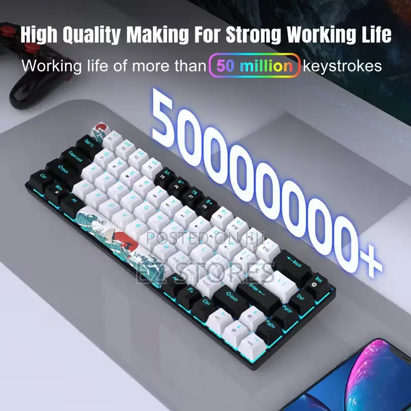 Compact 68-Key Mechanical Gaming Keyboard, Type-C Wired