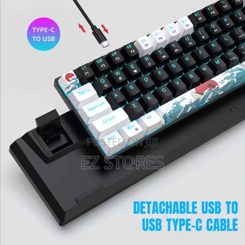 Compact 68-Key Mechanical Gaming Keyboard, Type-C Wired