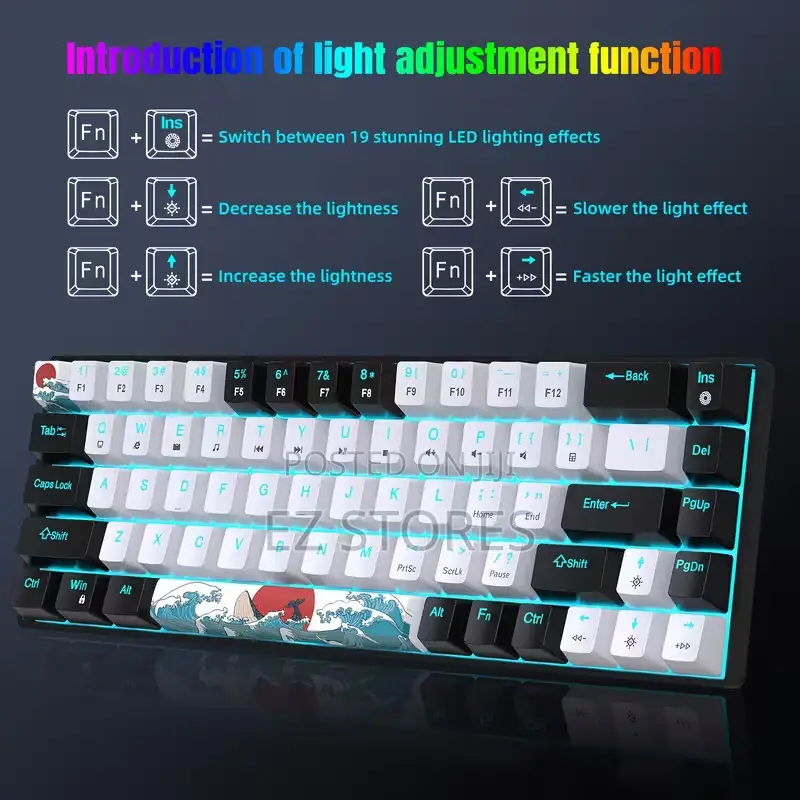 Compact 68-Key Mechanical Gaming Keyboard, Type-C Wired
