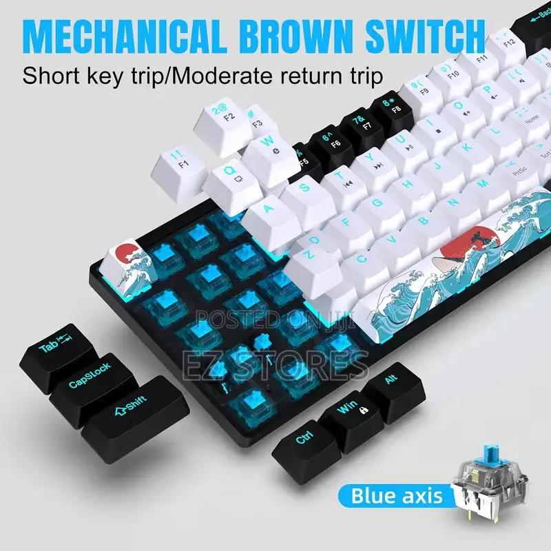 Compact 68-Key Mechanical Gaming Keyboard, Type-C Wired