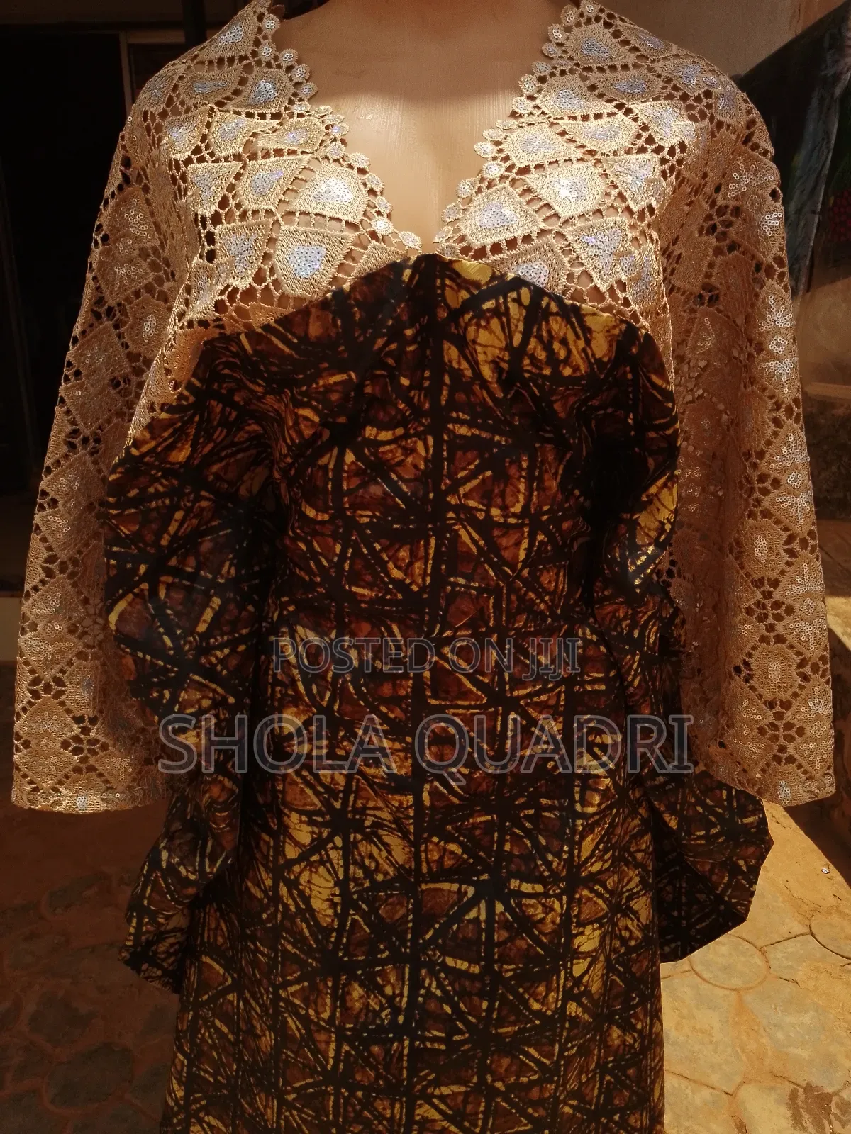 Lace and Ankara Bubu Gown