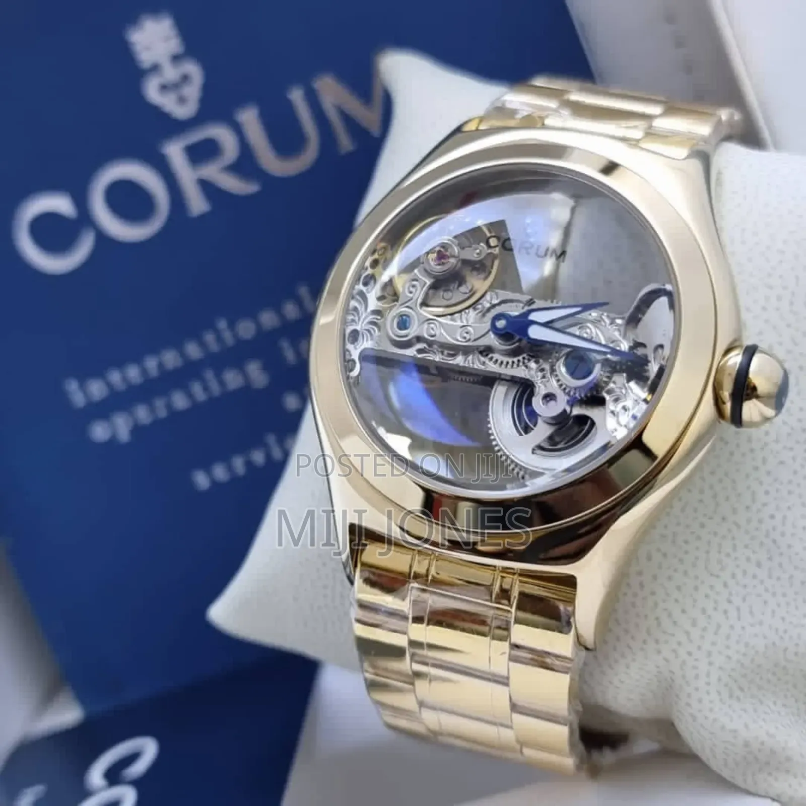 "Timepiece Elegance: Corum Inspired Skeleton Dial Watch"