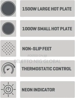 Double Hot Plate Electric Cooker Hob – 2500w