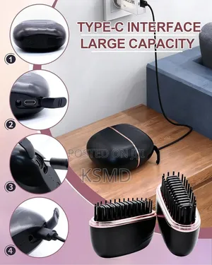 Portable Mini Rechargeable Wireless Hair Straightener Cordless Brush