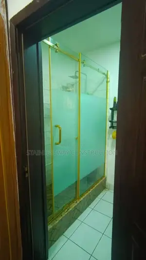 Shower Cubicle Glass With Gold Accessories