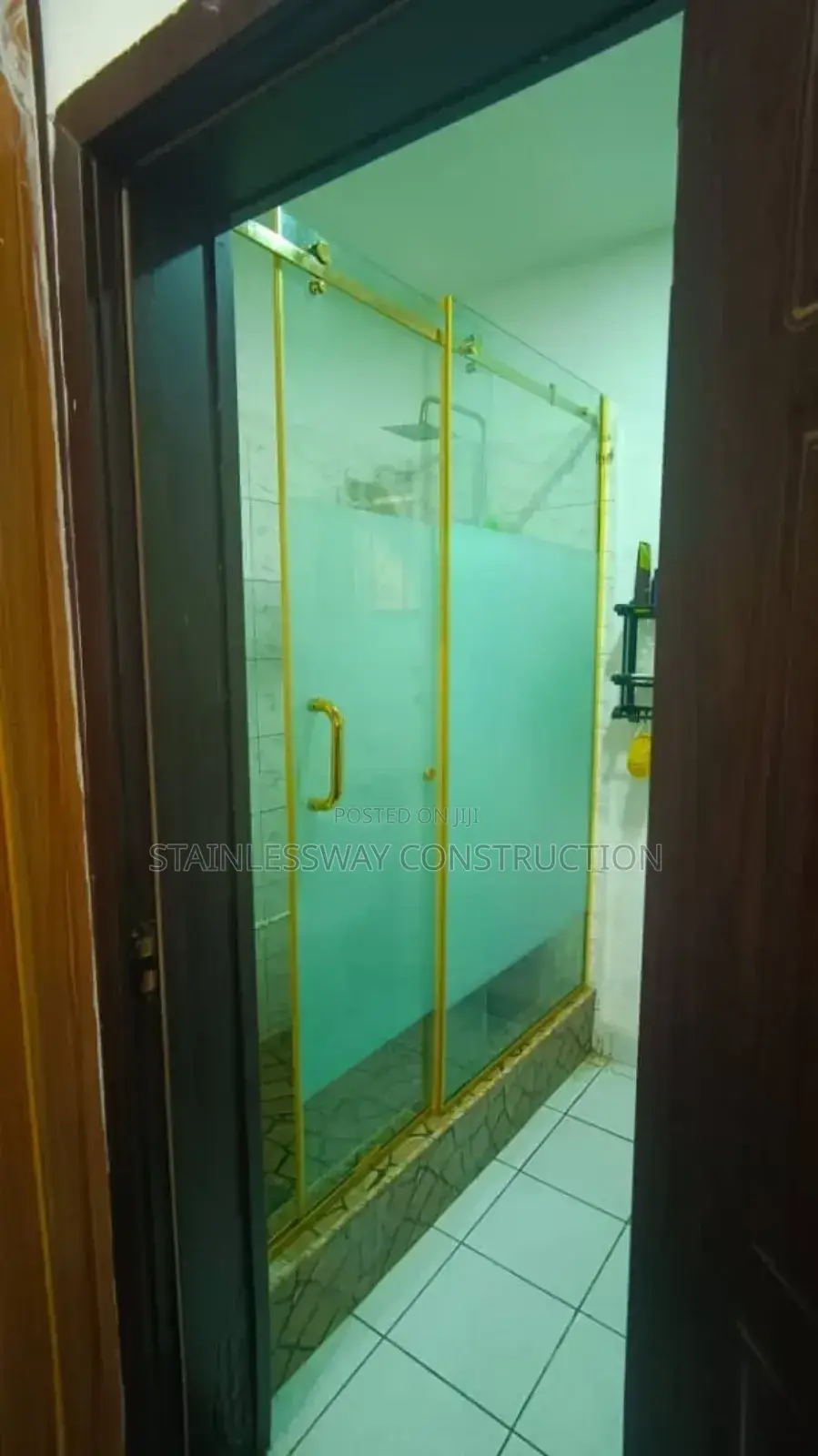 Shower Cubicle Glass With Gold Accessories