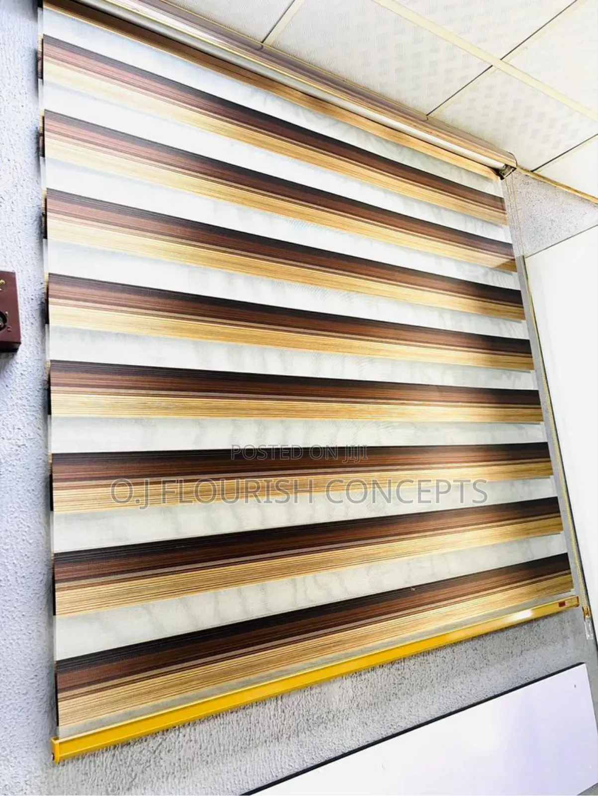 Gold and Brown Window Blinds