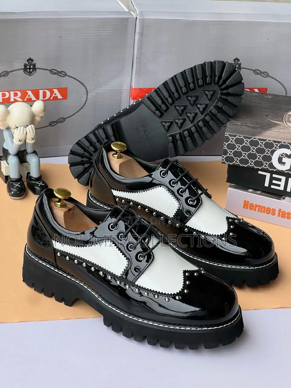 Prada Gloss Two Toned Patent Brogues