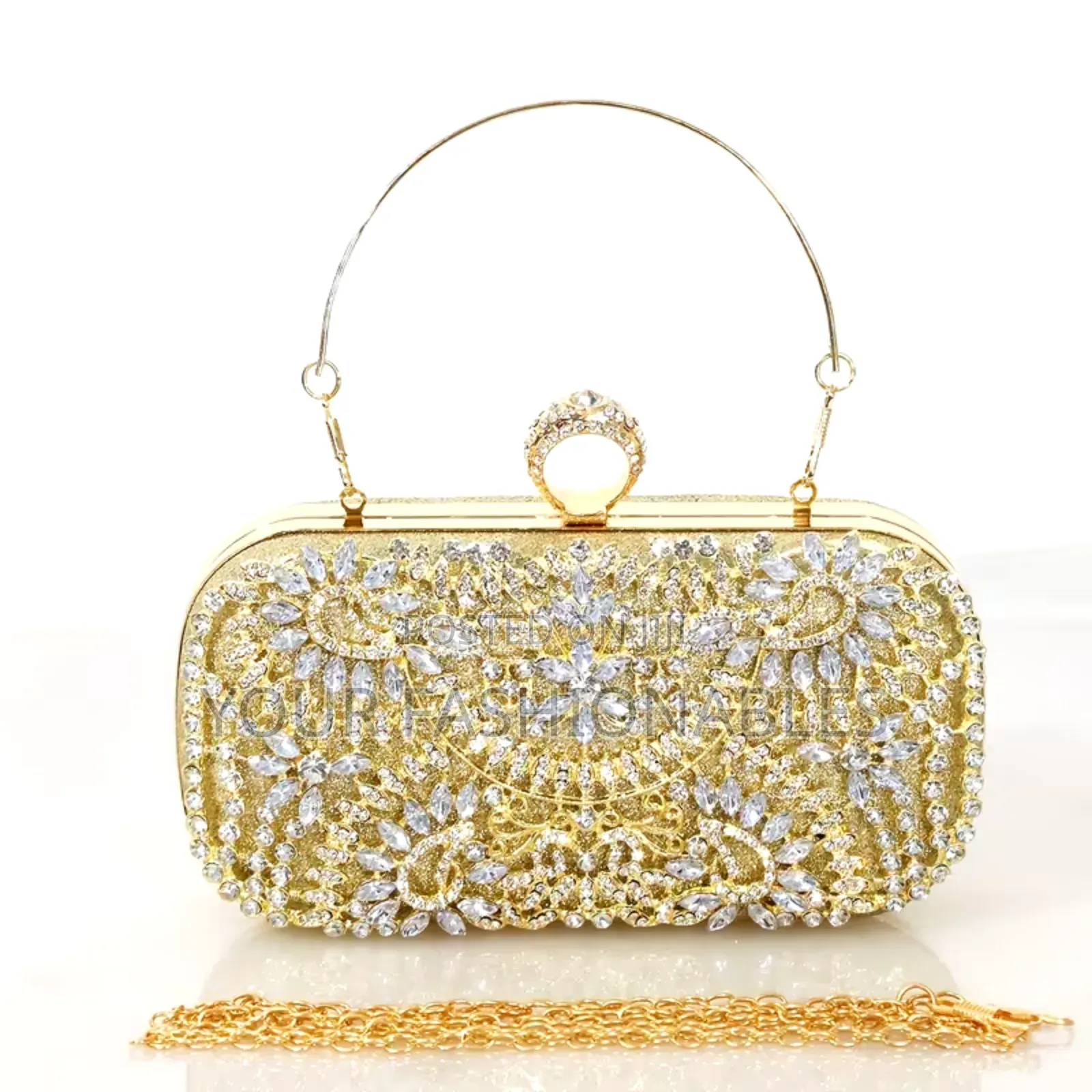 Sparkle Stone Gold Clutch Party Purse