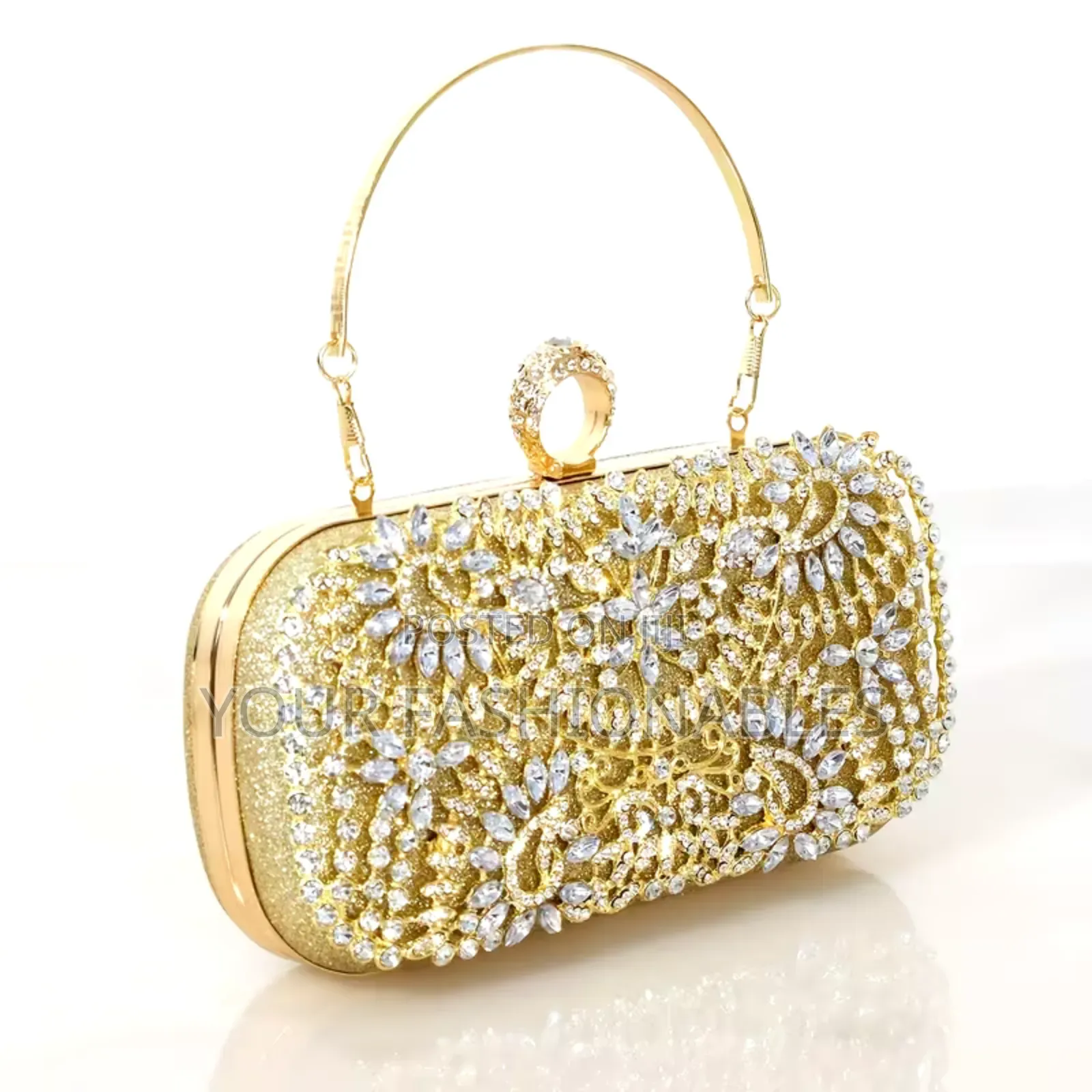 Sparkle Stone Gold Clutch Party Purse