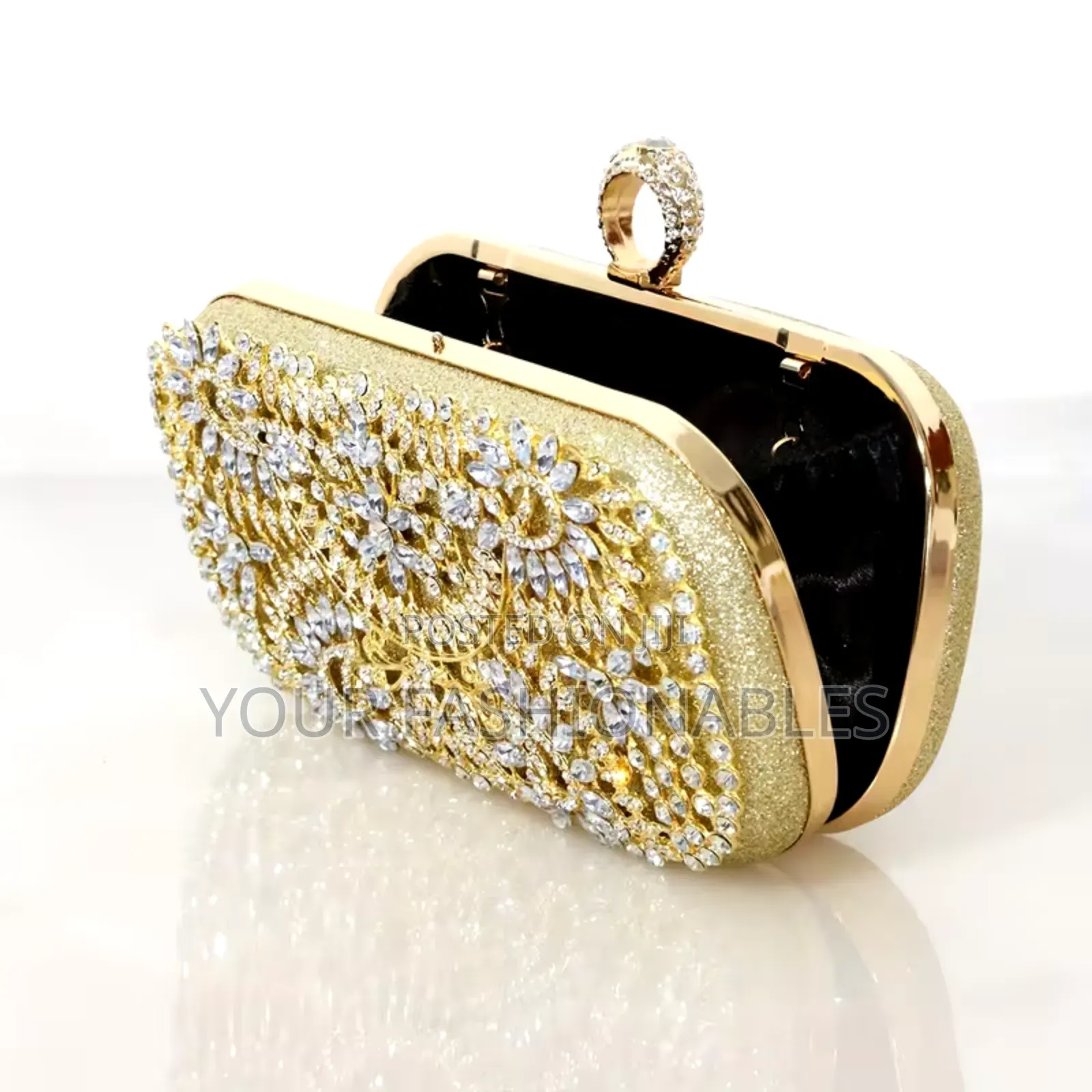 Sparkle Stone Gold Clutch Party Purse
