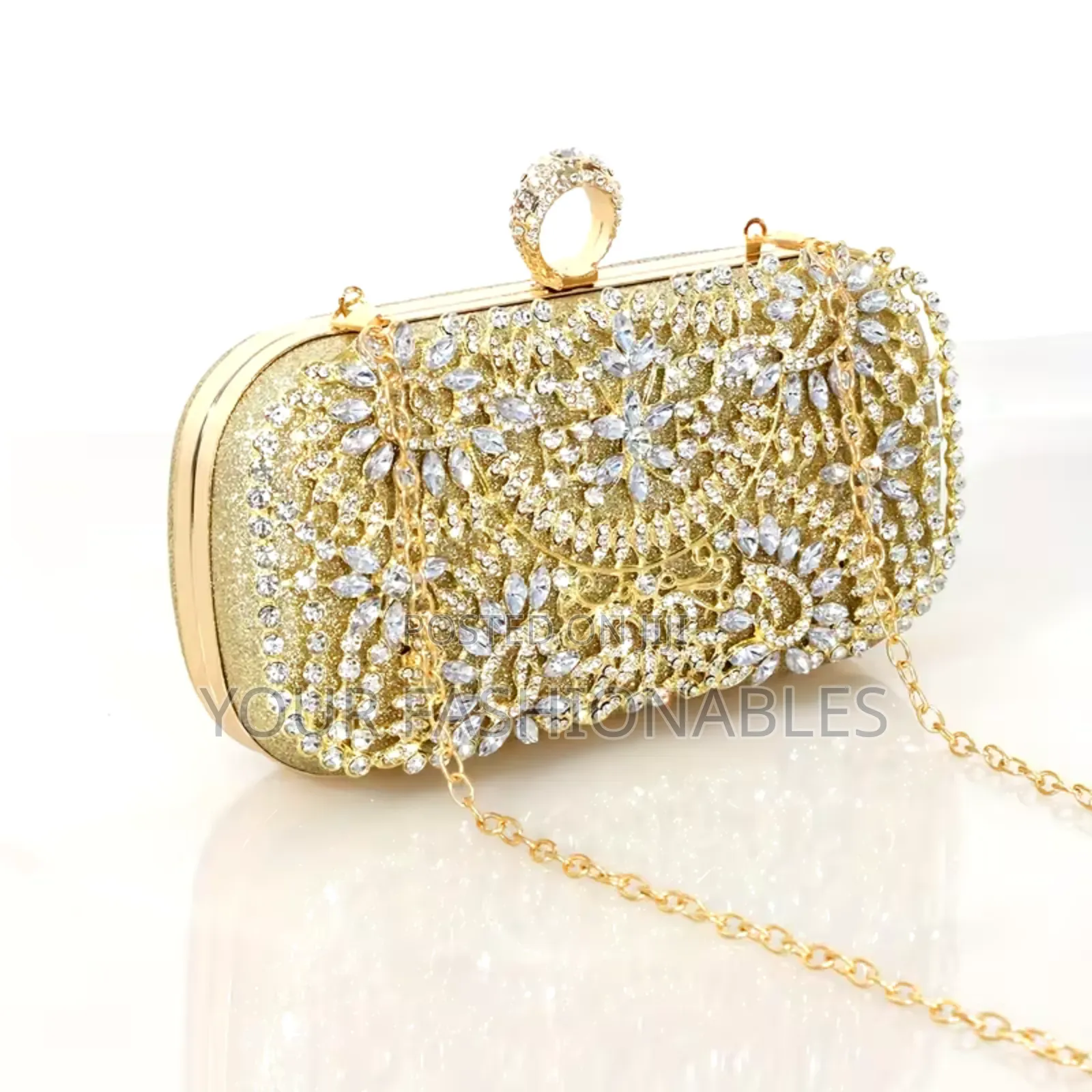 Sparkle Stone Gold Clutch Party Purse